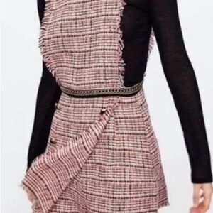Zara Pink and Black Tweed Long Sleeve Dress